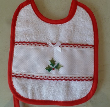 BAVOIR BRODE MAIN MOTIF HOUX IDEE CADEAU NAISSANCE ET NOEL