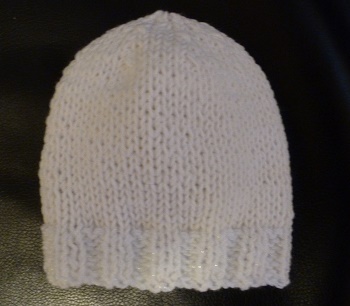 BONNET BEBE TRICOTE MAIN BLANC BRILLANT