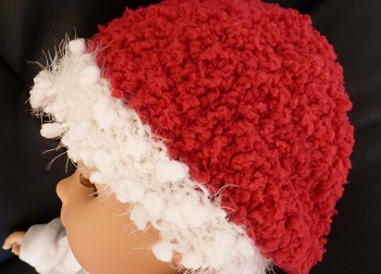 CREATION BONNET BEBE ROUGE ET BLANC NOEL TRICOTE MAIN