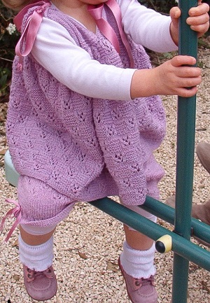 ensemble bébé robe et culotte mauve fait main