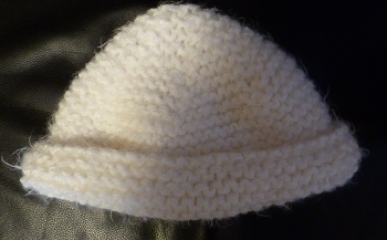 BONNET FEMME TRICOTE MAIN EN BLANC